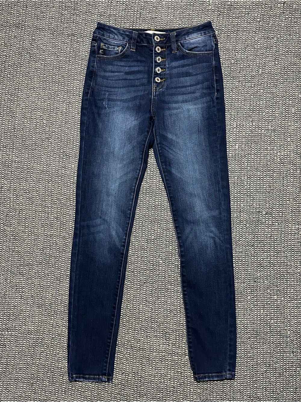 KanCan Dark Blue High-Rise Skinny Jeans with Button-Fly